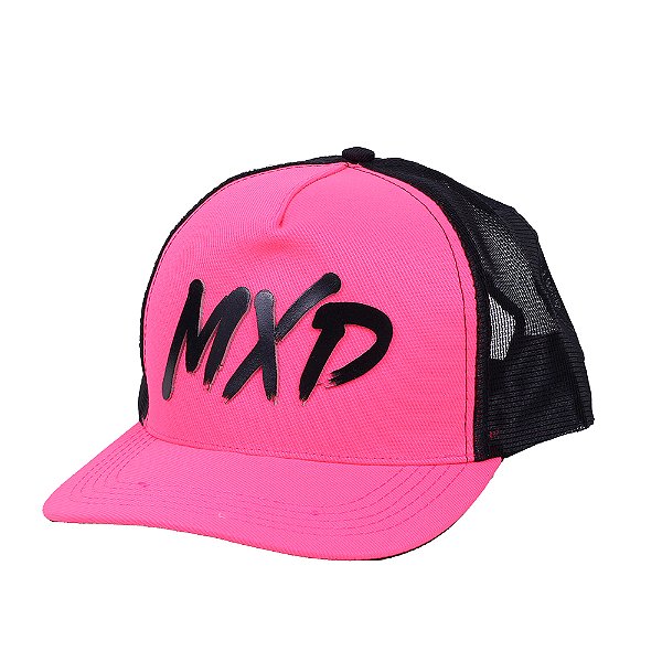 Boné Trucker Exclusivo MXD Conceito Masculino Estampado em Relevo Rosa Fluorescente