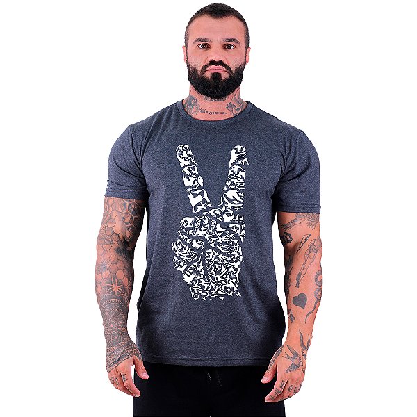 Camiseta Tradicional Masculina Manga Curta MXD Conceito Mão Da Paz