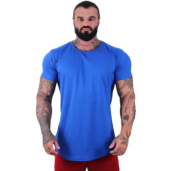 Camiseta Longline 100% Algodão Masculina MXD Conceito Azul Royal
