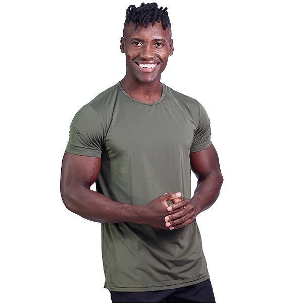Camiseta UV50+ Tradicional MXD Conceito Dry Fit 90% Poliéster 10% Elastano MultiFresh Verde Oliva
