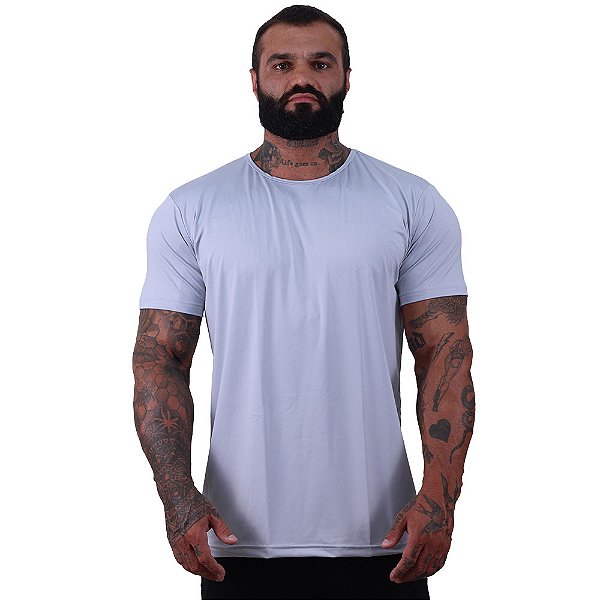 Camiseta Tradicional MXD Conceito Dry Fit 90% Poliéster 10% Elastano UV50+ MultiFresh Acab. Liso Cinza Gelo
