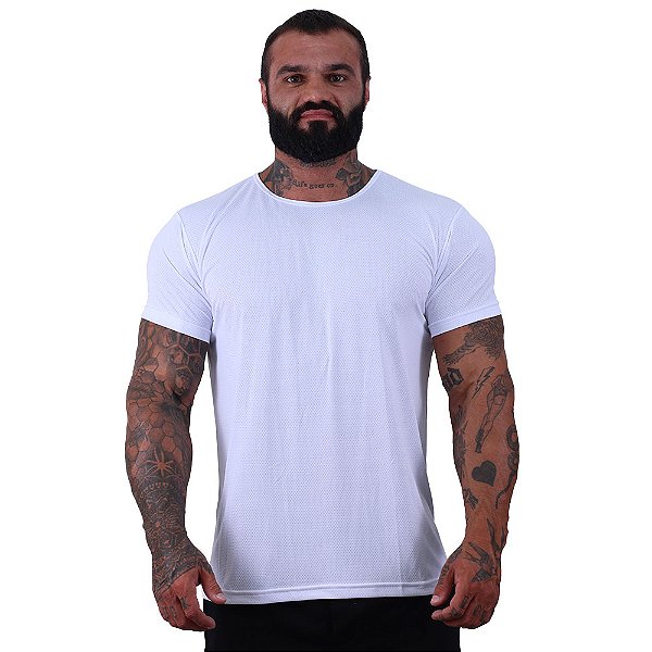 Camiseta Tradicional MXD Conceito Dry Fit em 100% Poliamida String Furadinho Branco