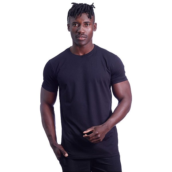 Camiseta Cotton Premium Tradicional fio 40.1 Elastano Masculina MXD Conceito Preto Básico