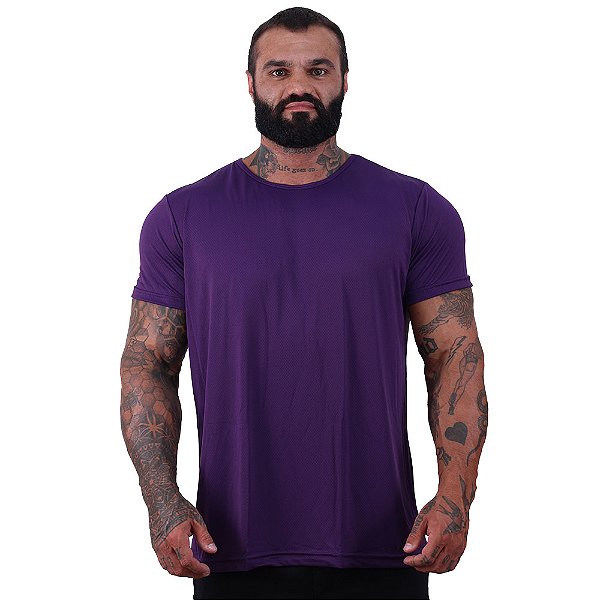 Camiseta Tradicional MXD Conceito Dry Fit em 100% Poliamida String Furadinho Violeta Escuro