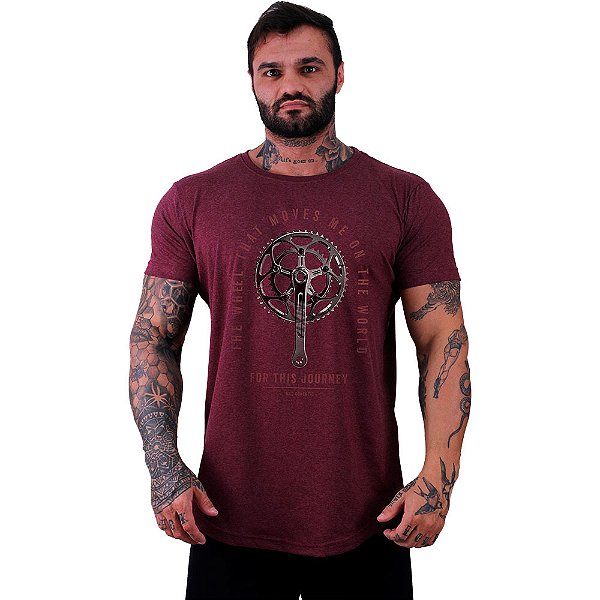 Camiseta Longline Masculina MXD Conceito MTB The Wheel That Moves Me On The World