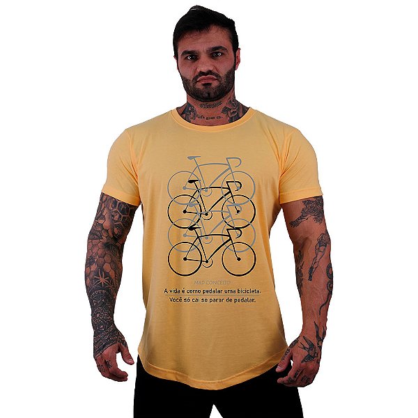Camiseta Longline Masculina MXD Conceito MTB A Vida é Como Pedalar Uma Bicicleta