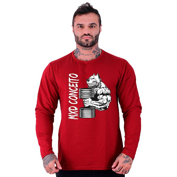 Camiseta Manga Longa Moletinho MXD Conceito Buldogue Malhando