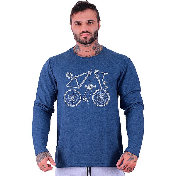 Camiseta Manga Longa Moletinho MXD Conceito MTB Bike Desmontada