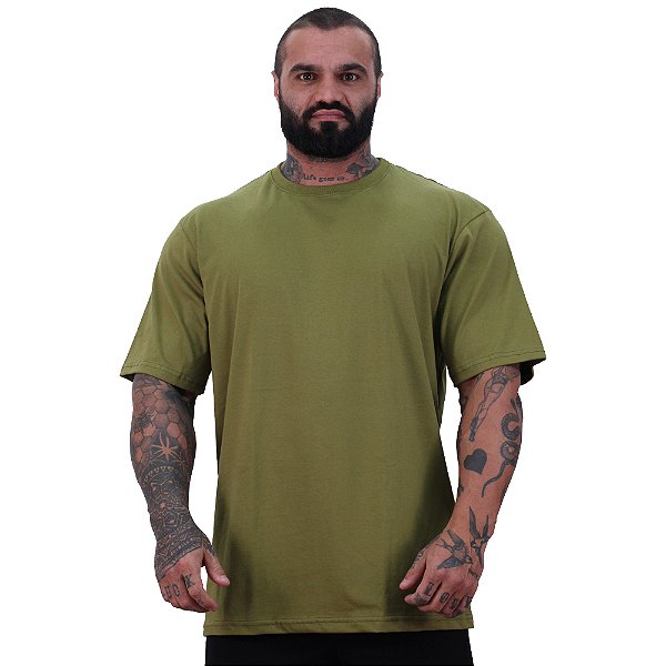 Camiseta Oversized Masculina MXD Conceito Maior Gramatura Verde Militar