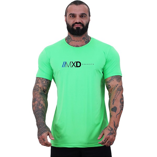 Camiseta Tradicional MXD Conceito Estampado Logo Dry Fit 90% Poliéster 10% Elastano UV50+ MultiFresh Acab. Verde