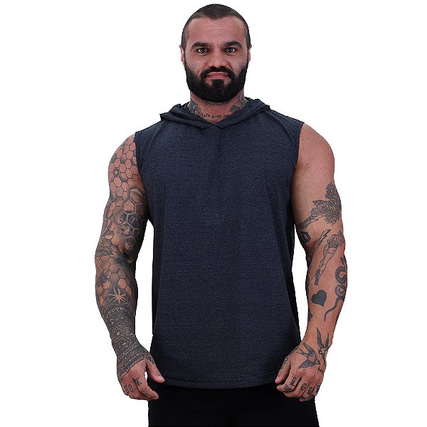 Regata Longline com Touca MXD Conceito 50% Algodão 50% Poliéster Mescla Black