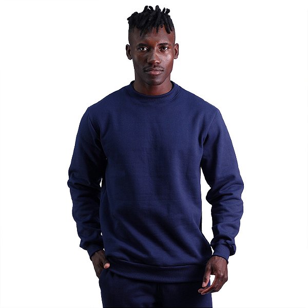 Blusa Moletom Basic Masculina MXD Conceito Sem Touca Azul Marinho