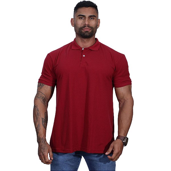 Camisa Gola Polo Masculina Malha Piquet 50% Algodão 50% Poliéster Penteado Rentex MXD Conceito Bordô