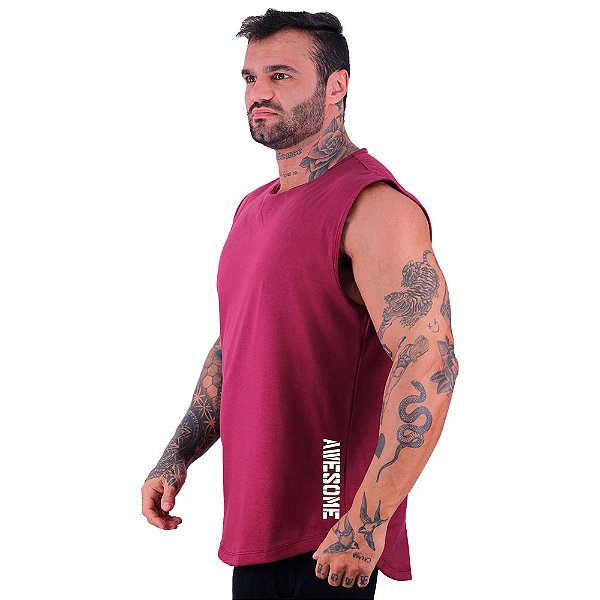 Regata Machão Longline Estampa Lateral Sem Manga MXD Conceito Awesome