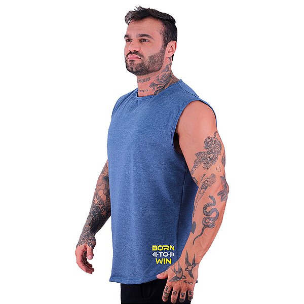 Regata Machão Longline Estampa Lateral Sem Manga MXD Conceito Born To Win