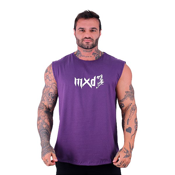 Regata Machão Longline Estampa Sem Manga MXD Conceito Logo Lobo