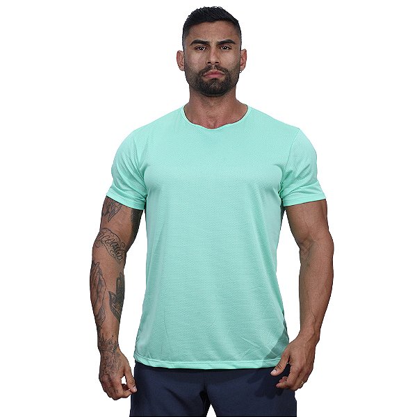 Camiseta Tradicional MXD Conceito Dry Fit 100% Poliéster Furadinho Verde Água