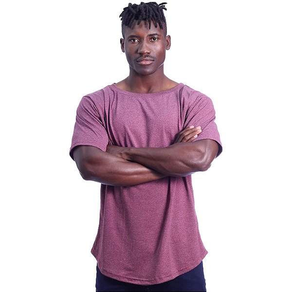 Camiseta Morcegão Masculina MXD Conceito Lisa 100% Algodão Bordô Mesclado