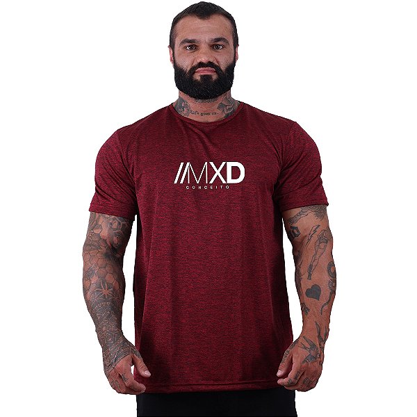 Camiseta Tradicional MXD Conceito Dry Fit 100% Poliéster Estampado Grife Rajado Furadinho Vermelho