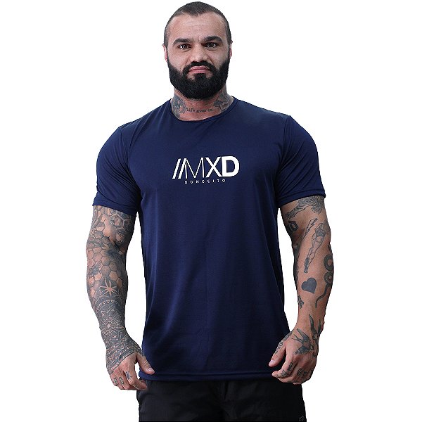 Camiseta Tradicional MXD Conceito Dry Fit 100% Poliéster Estampado Grife Furadinho Azul Petróleo
