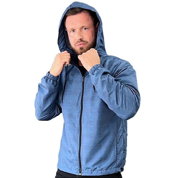 Jaqueta Corta Vento com Zíper Gola Alta Com forro Premium Marphim Bi-Color Indigo