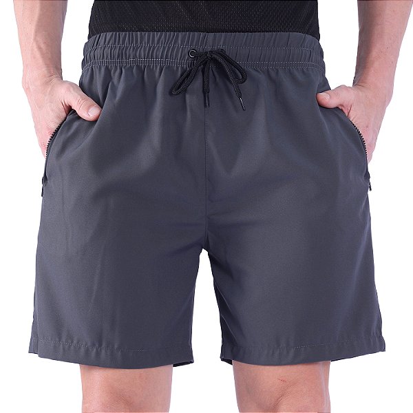 Bermuda em Tactel com Elastano Masculino MXD Conceito Bolso Com Ziper Chumbo