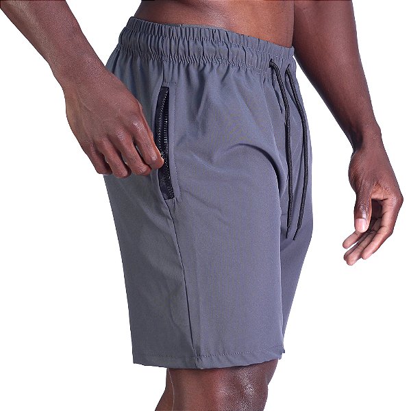 Bermuda em Tactel com Elastano Masculino MXD Conceito Bolso Com Ziper Chumbo