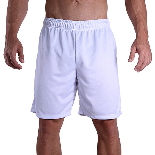 Shorts 100% Poliéster MXD Conceito Sem Bolso e Sem Forro DryFit Branco Gramatura Maior