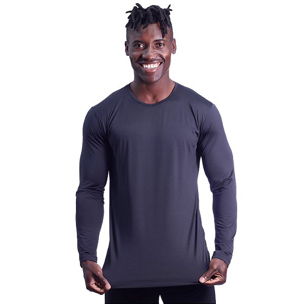 Camiseta Proteção UV 50+ Manga Longa MXD Conceito 90% Poliéster 10% Elastano Preto