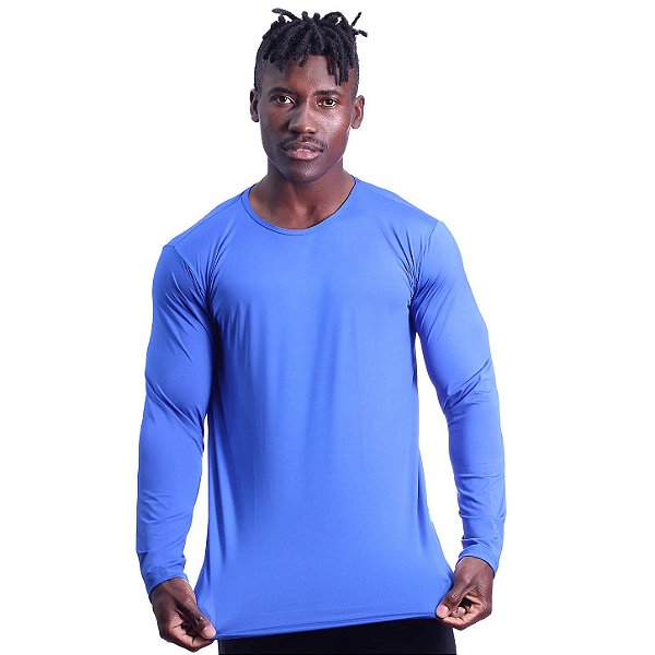Camiseta Proteção UV 50+ Manga Longa MXD Conceito 90% Poliéster 10% Elastano Azul Royal
