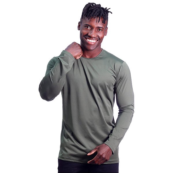 Camiseta Proteção UV 50+ Manga Longa MXD Conceito 90% Poliéster 10% Elastano Verde Militar