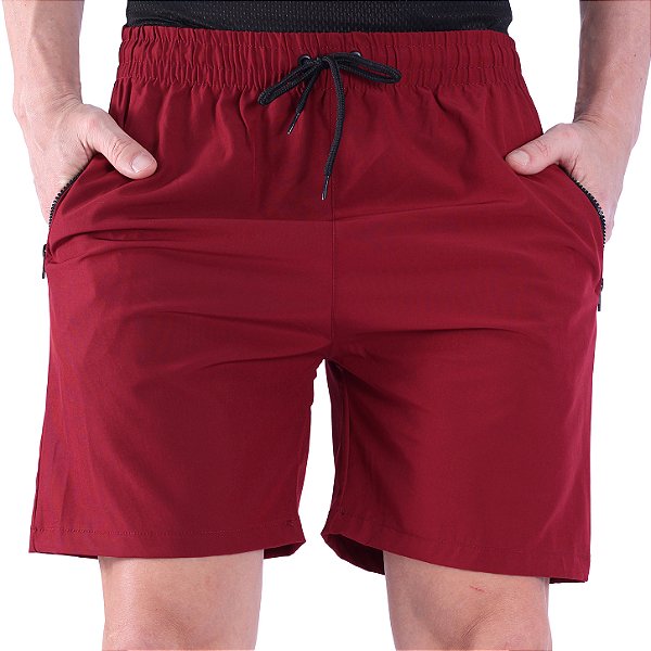 Bermuda em Tactel com Elastano Masculino MXD Conceito Bolso Com Ziper Bordô