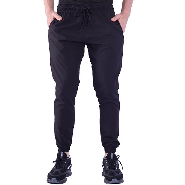 Calça De Tactel Com Elastano MXD Conceito Com Bolso Ziper Preto