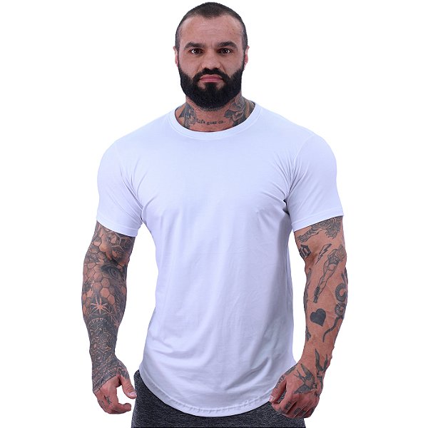 Camiseta Longline Masculina MXD Conceito LIS 96% Viscose 4% Elastano Branco