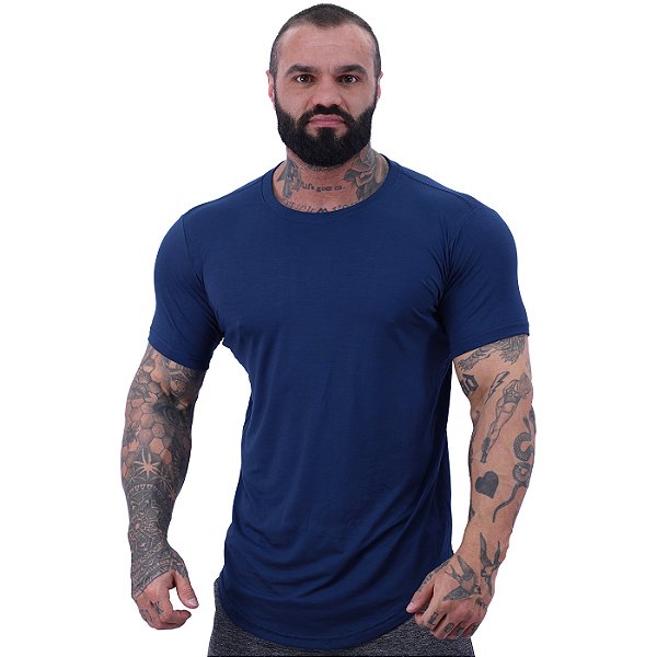 Camiseta Longline Masculina MXD Conceito LIS 96% Viscose 4% Elastano Azul Marinho