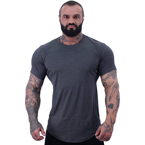 Camiseta Longline Masculina MXD Conceito LIS 96% Viscose 4% Elastano Grafite