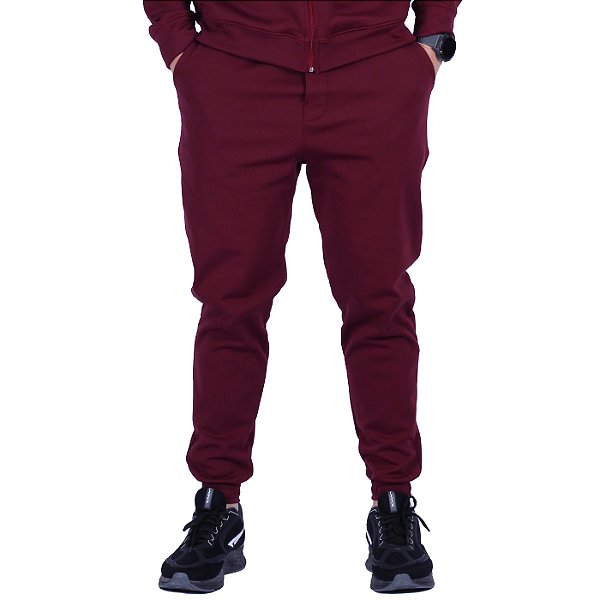 Calça Masculina Em Helanca Peluciada MXD Conceito 100% Poliéster Com Bolso Bordô