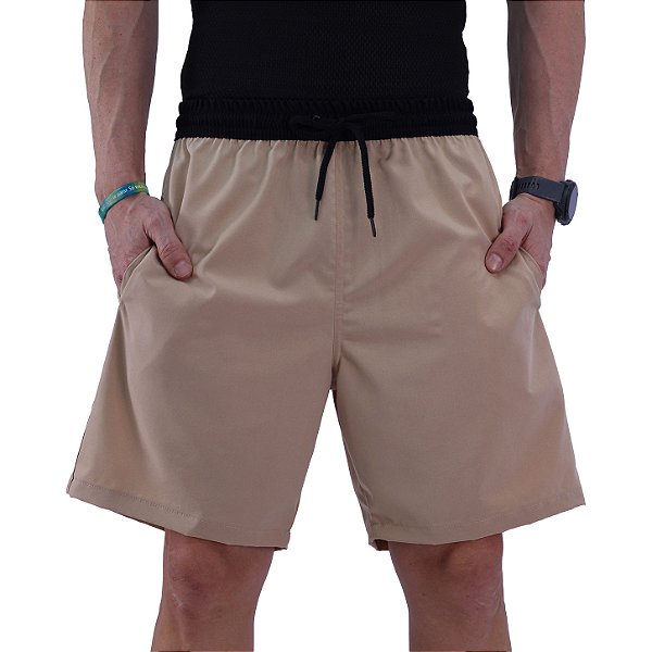 Bermuda em Tactel com Elastano Masculino MXD Conceito 3 Bolsos Bege