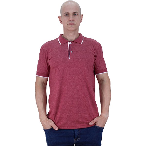 Camisa Gola Polo Masculina Malha 50% Algodão 50% Poliéster Penteado Rentex MXD Conceito Vermelho Mescla