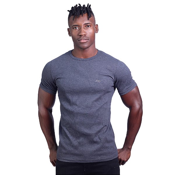 Camiseta Masculina Malha Canelada Tradicional MXD Conceito Mescla Preto