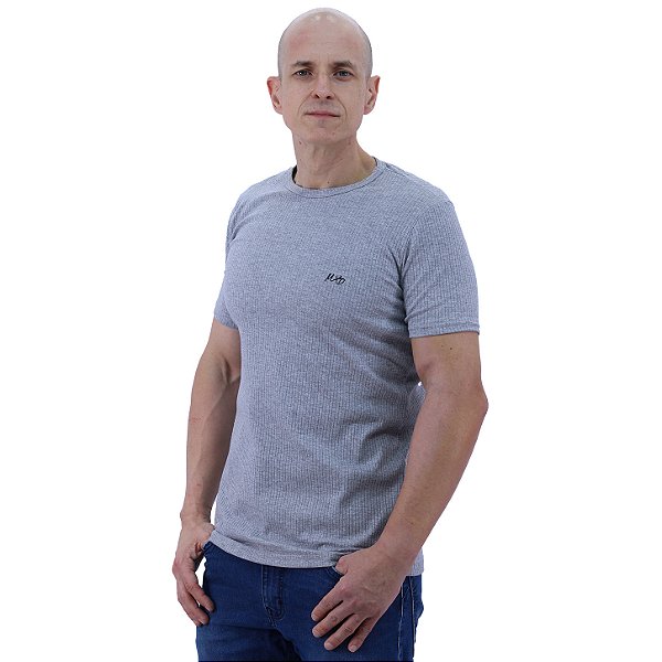 Camiseta Masculina Malha Canelada Tradicional MXD Conceito Cinza
