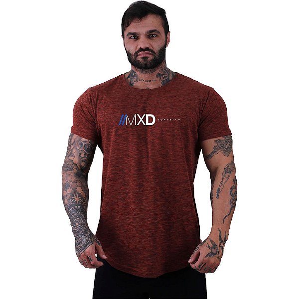 Camiseta Longline Masculina Estampado MXD Conceito Logo Centralizada Nuno Vermelho