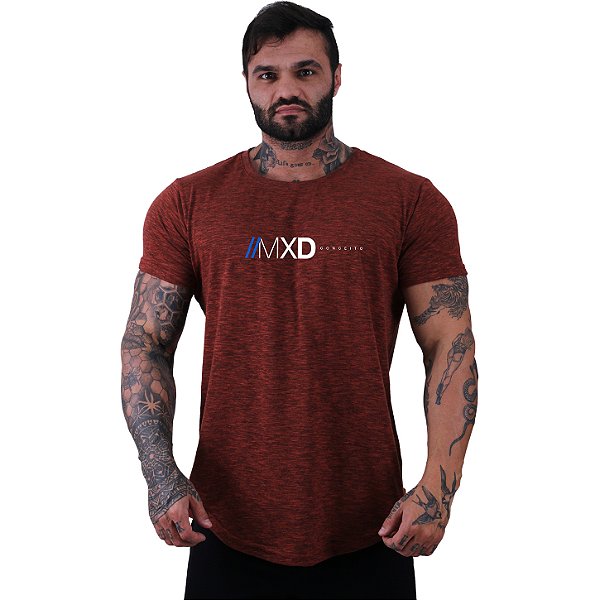 Camiseta Longline Masculina Estampado MXD Conceito Logo Centralizada Nuno Vermelho
