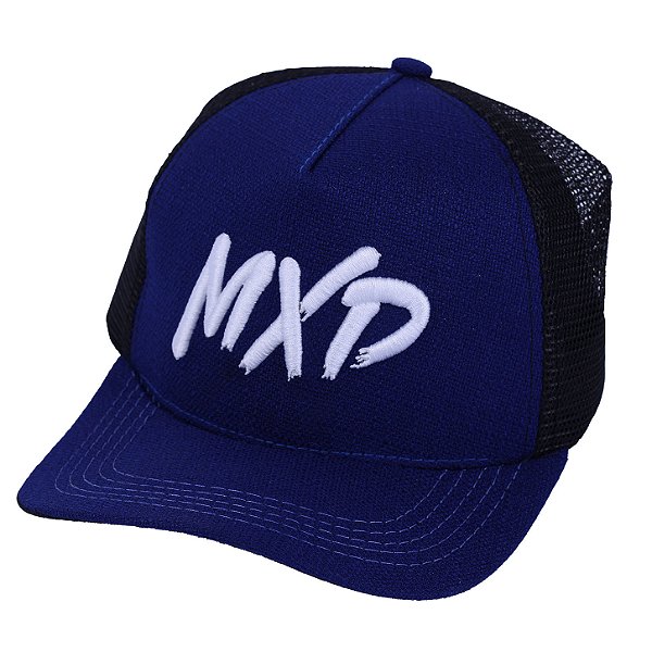 Boné Trucker Exclusivo MXD Conceito Masculino Estampado em Relevo Azul Marinho