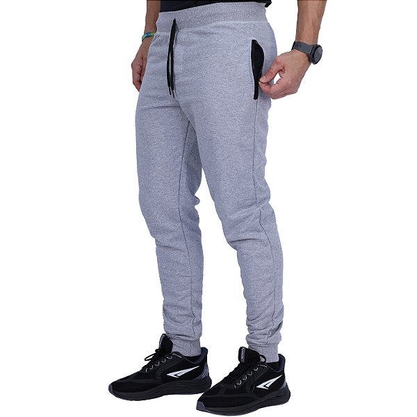 Calça Moletom Careca Masculina com Zíper no Bolso MXD Conceito Mescla Tradicional