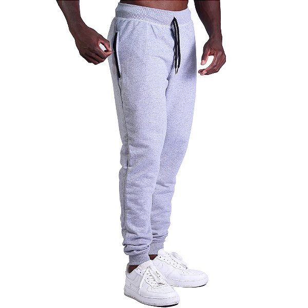 Calça New Moletom Careca Masculina com Zíper no Bolso MXD Conceito Mescla Tradicional