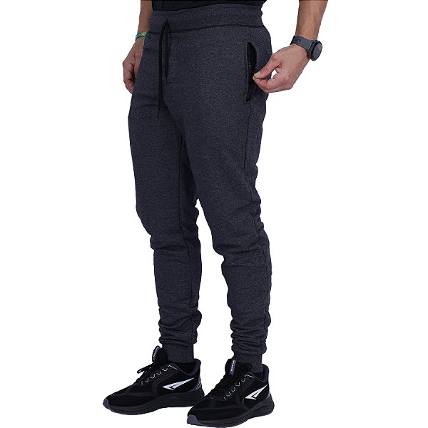 Calça Moletom Careca Masculina com Zíper no Bolso MXD Conceito Grafite