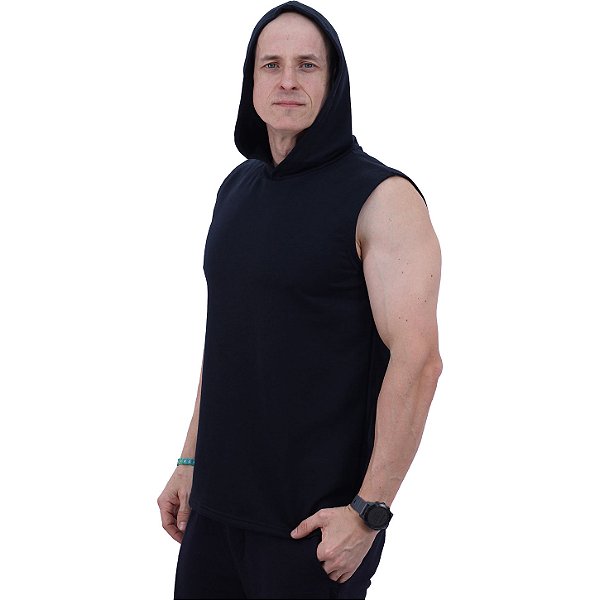Regata Machão Moletom Careca Com Capuz MXD Conceito Preto
