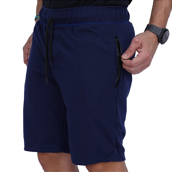 Bermula Moletinho 2 Bolsos com Ziper Masculina MXD Conceito Azul Marinho