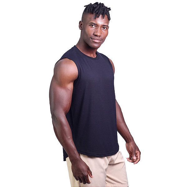 Regata Viscose Machão Longline Masculina Premium MXD Conceito Preto